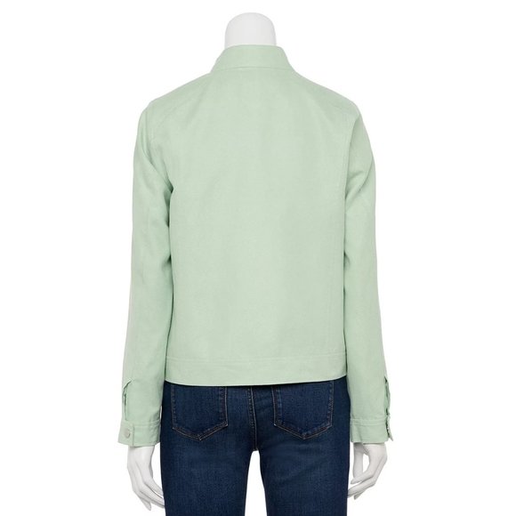 Women's Apt. 9 Long Sleeve Moto Jacket in Pearberry Green Size XXL Retail $68 - Picture 2 of 8